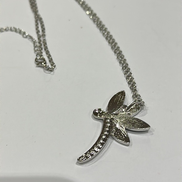 Fashion Silver Animal Dragonfly Lab Blue Simulé Opal Collier Pendent - Picture 4 of 6